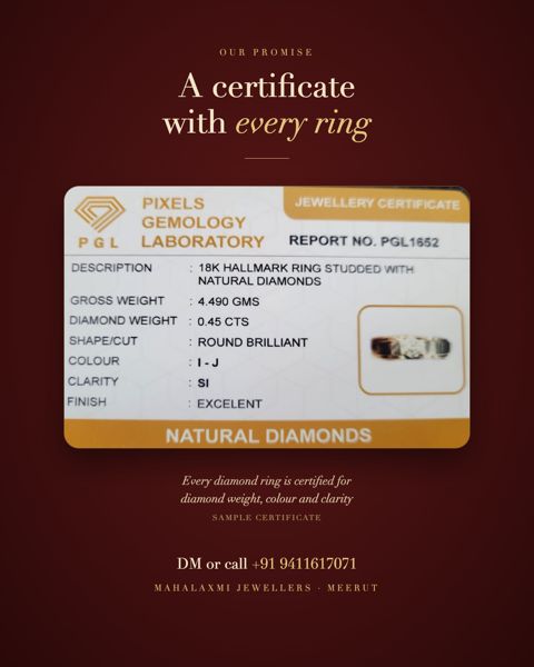 Sample gemology lab certificate of the kind that comes with every diamond ring